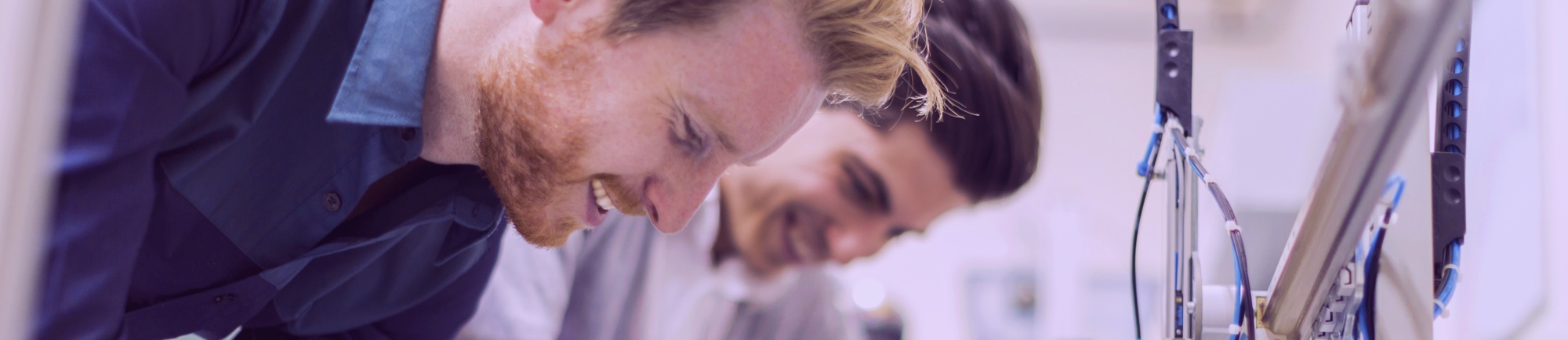 IT professionals examine their work.